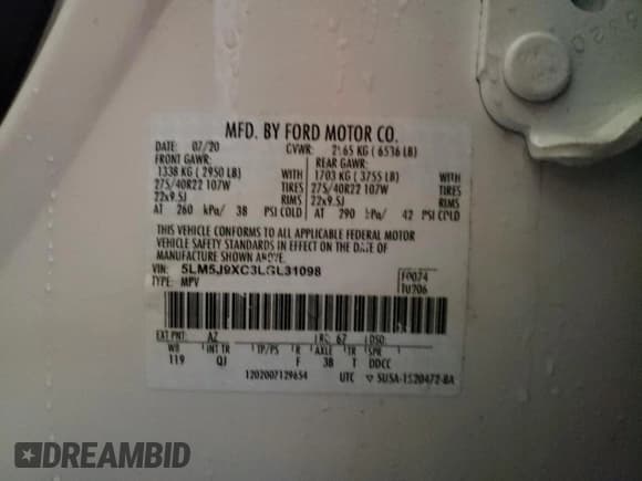 ✅ 2020 Lincoln Aviator Black Label • VIN: 5LM5J9XC3LGL31098 • Лот: 72198742. Опубликован ранее на Copart с пробегом 23 070 миль. Бесплатный доступ к архиву аукционных продаж из США и подробный отчёт об истории автомобиля на DreamBid. Изображение 15.