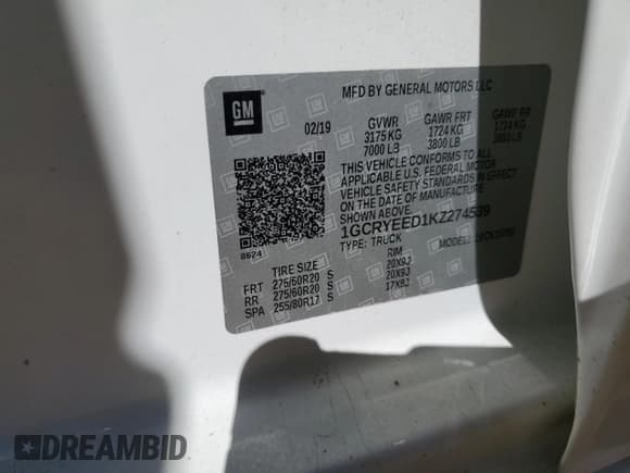 ✅ 2019 Chevrolet Silverado 1500 RST • VIN: 1GCRYEED1KZ274539 • Лот: 82488725. Опубликован ранее на Copart с пробегом 82 831 миль. Бесплатный доступ к архиву аукционных продаж из США и подробный отчёт об истории автомобиля на DreamBid. Изображение 12.
