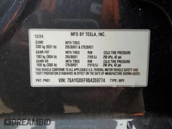 ✅ 2025 Tesla Model Y Performance • VIN: 7SAYGDEF9SA359774 • Lot: 89680715. Wystawiony na Copart z przebiegiem 11 008 mil. Bezpłatny archiwum sprzedaży aukcyjnych z USA i szczegółowy raport historii pojazdu na DreamBid. Zdjęcie 12.