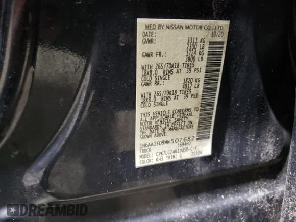 ✅ 2021 Nissan Titan Pro-4X • VIN: 1N6AA1ED9MN507682 • Лот: 48654095. Опубликован ранее на Copart с пробегом 140 419 миль. Бесплатный доступ к архиву аукционных продаж из США и подробный отчёт об истории автомобиля на DreamBid. Изображение 12.