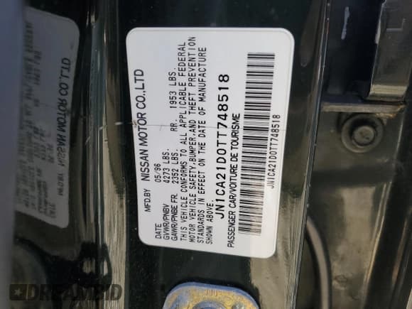 ✅ 1996 Nissan Maxima GXE • VIN: JN1CA21D0TT748518 • Lot: 76619604. Listed on Copart with 198,051 mi. Free auction sales archive from the USA and detailed vehicle history report at DreamBid. Image 12.