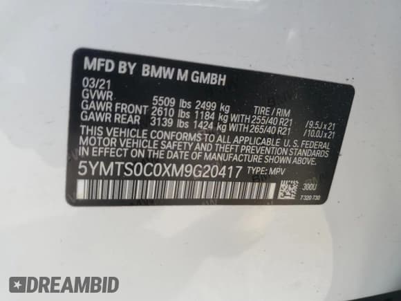 ✅ 2021 BMW X3 M • VIN: 5YMTS0C0XM9G20417 • Lot: 61619365. Wystawiony na Copart z przebiegiem Nie podano. Bezpłatny archiwum sprzedaży aukcyjnych z USA i szczegółowy raport historii pojazdu na DreamBid. Zdjęcie 13.