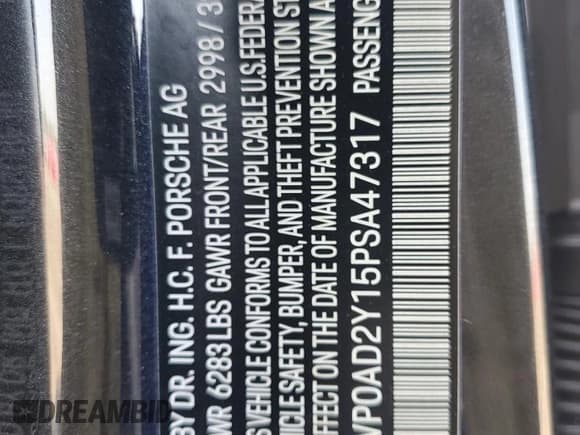 ✅ 2023 Porsche Taycan GTS • VIN: WP0AD2Y15PSA47317 • Лот: 69189394. Опубликован ранее на Copart с пробегом 36 246 миль. Бесплатный доступ к архиву аукционных продаж из США и подробный отчёт об истории автомобиля на DreamBid. Изображение 12.