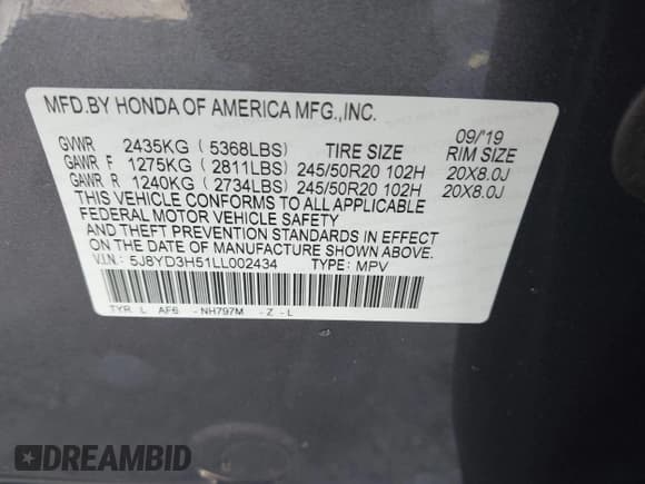 ✅ 2020 Acura MDX Technology • VIN: 5J8YD3H51LL002434 • Лот: 42977459. Опубликован ранее на IAAI с пробегом 123 587 миль. Бесплатный доступ к архиву аукционных продаж из США и подробный отчёт об истории автомобиля на DreamBid. Изображение 9.