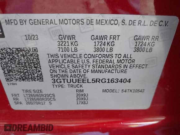✅ 2024 GMC Sierra 1500 AT4 • VIN: 3GTUUEEL5RG163404 • Лот: 41137809. Опубликован ранее на IAAI с пробегом 12 201 миль. Бесплатный доступ к архиву аукционных продаж из США и подробный отчёт об истории автомобиля на DreamBid. Изображение 9.