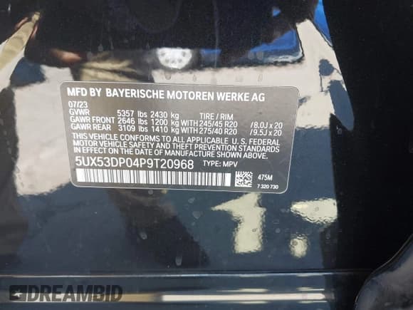 ✅ 2023 BMW X3 xDrive30i • VIN: 5UX53DP04P9T20968 • Lot: 43423178. Wystawiony na IAAI z przebiegiem 30 264 mil. Bezpłatny archiwum sprzedaży aukcyjnych z USA i szczegółowy raport historii pojazdu na DreamBid. Zdjęcie 9.