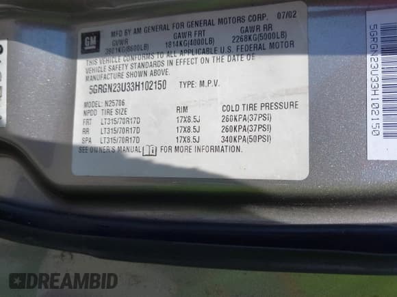 ✅ 2003 Hummer H2 • VIN: 5GRGN23U33H102150 • Лот: 41892529. Опубликован ранее на IAAI с пробегом Не указан. Бесплатный доступ к архиву аукционных продаж из США и подробный отчёт об истории автомобиля на DreamBid. Изображение 9.