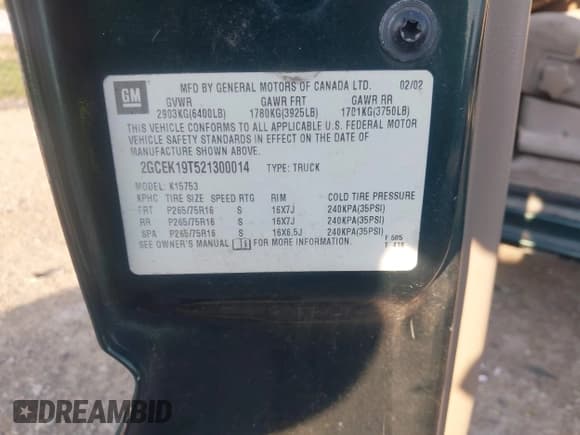 ✅ 2002 Chevrolet Silverado 1500 LT • VIN: 2GCEK19T521300014 • Lot: 43177282. Listed on IAAI with Not provided. Free auction sales archive from the USA and detailed vehicle history report at DreamBid. Image 9.