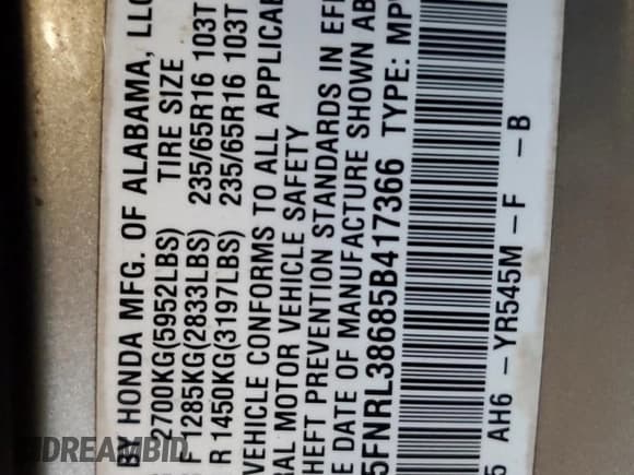 ✅ 2005 Honda Odyssey EX-L • VIN: 5FNRL38685B417366 • Lot: 92159955. Wystawiony na Copart z przebiegiem 220 250 mil. Bezpłatny archiwum sprzedaży aukcyjnych z USA i szczegółowy raport historii pojazdu na DreamBid. Zdjęcie 14.