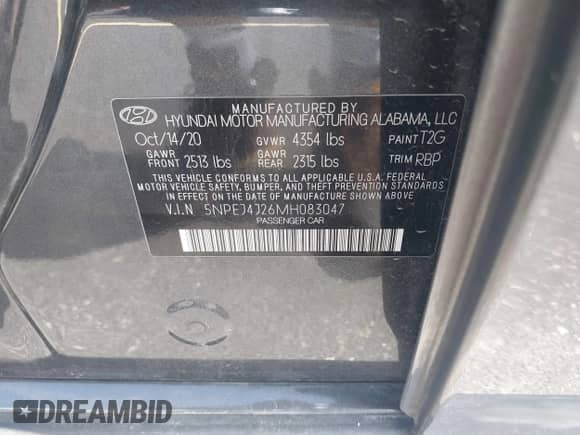 2021 Hyundai Sonata SEL Plus с VIN 5NPEJ4J26MH083047, выставлен на аукционе IAAI как лот 43038186 с пробегом 97 547 миль миль и . История ставок и продаж доступна на DreamBid. Изображение 9.