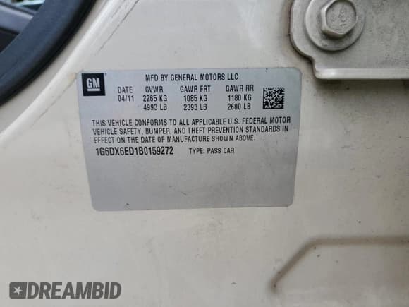 ✅ 2011 Cadillac STS RWD • VIN: 1G6DX6ED1B0159272 • Lot: 82763734. Listed on Copart with 149,343 mi. Free auction sales archive from the USA and detailed vehicle history report at DreamBid. Image 12.