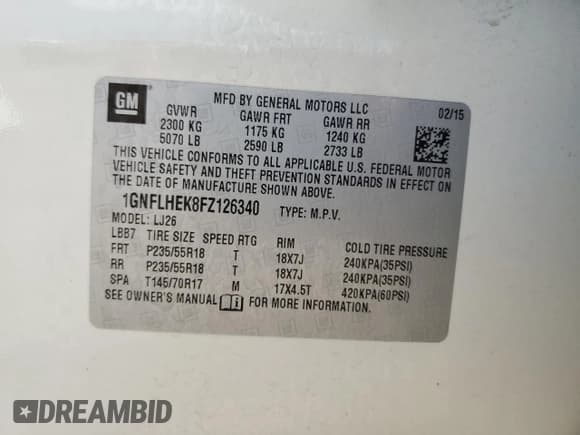 ✅ 2015 Chevrolet Equinox LTZ • VIN: 1GNFLHEK8FZ126340 • Лот: 72000404. Опубликован ранее на Copart с пробегом 83 352 миль. Бесплатный доступ к архиву аукционных продаж из США и подробный отчёт об истории автомобиля на DreamBid. Изображение 13.