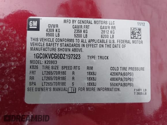 ✅ 2013 Chevrolet Silverado 2500HD Work Truck • VIN: 1GC0KVCG6DZ197323 • Lot: 41617357. Listed on IAAI with 11,243 mi. Free auction sales archive from the USA and detailed vehicle history report at DreamBid. Image 9.