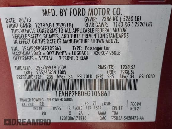 ✅ 2014 Ford Taurus Limited • VIN: 1FAHP2F80EG105861 • Lot: 43901190. Listed on IAAI with 172,264 mi. Free auction sales archive from the USA and detailed vehicle history report at DreamBid. Image 9.