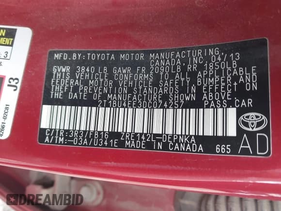 ✅ 2013 Toyota Corolla S • VIN: 2T1BU4EE3DC074257 • Lot: 43569671. Listed on IAAI with 187,606 mi. Free auction sales archive from the USA and detailed vehicle history report at DreamBid. Image 9.