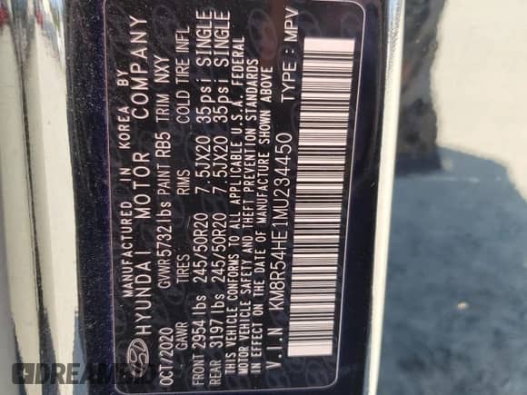 2021 Hyundai Palisade Limited с VIN KM8R54HE1MU234450, выставлен на аукционе Copart как лот 65194274 с пробегом 54 389 миль миль и Списание • Salvage title. История ставок и продаж доступна на DreamBid. Изображение 15.