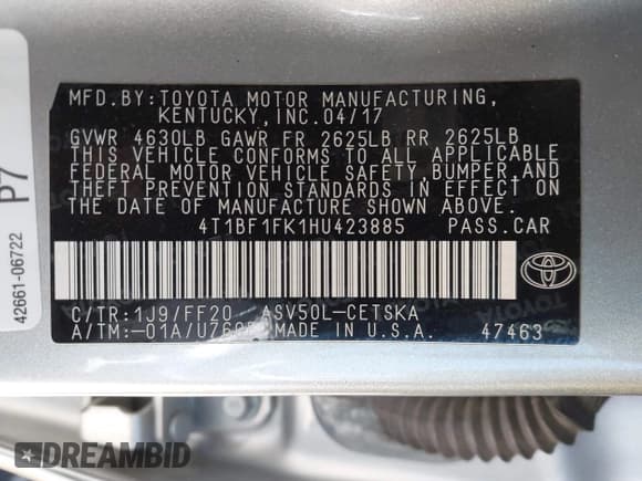 ✅ 2017 Toyota Camry XLE • VIN: 4T1BF1FK1HU423885 • Лот: 43571550. Опубликован ранее на IAAI с пробегом 110 333 миль. Бесплатный доступ к архиву аукционных продаж из США и подробный отчёт об истории автомобиля на DreamBid. Изображение 9.