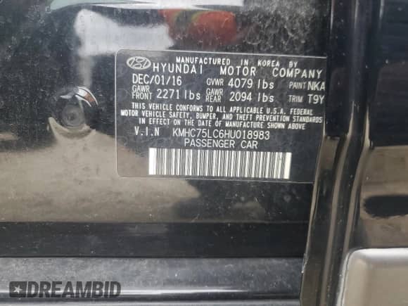 2017 Hyundai Ioniq SEL с VIN KMHC75LC6HU018983, выставлен на аукционе Copart как лот 79700194 с пробегом 87 137 миль миль и Списание • Salvage title. История ставок и продаж доступна на DreamBid. Изображение 13.