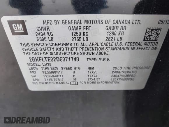 ✅ 2013 GMC Terrain SLE • VIN: 2GKFLTE32D6371748 • Lot: 42229241. Wystawiony na IAAI z przebiegiem 183 305 mil. Bezpłatny archiwum sprzedaży aukcyjnych z USA i szczegółowy raport historii pojazdu na DreamBid. Zdjęcie 9.