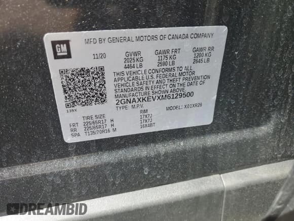 ✅ 2021 Chevrolet Equinox LT • VIN: 2GNAXKEVXM6129500 • Лот: 82407555. Опубликован ранее на Copart с пробегом 41 644 миль. Бесплатный доступ к архиву аукционных продаж из США и подробный отчёт об истории автомобиля на DreamBid. Изображение 13.