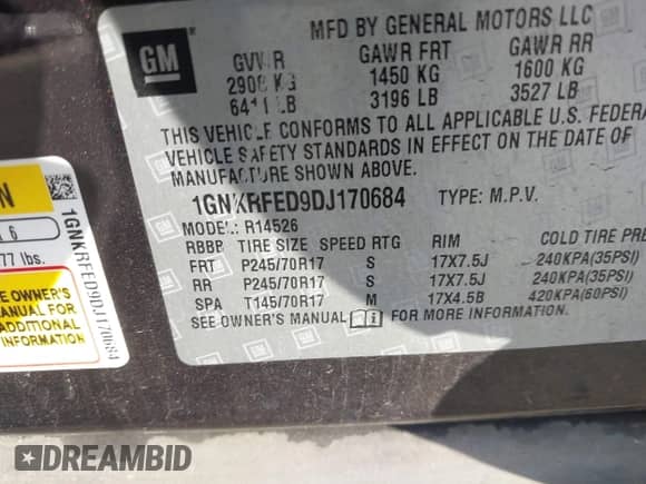 2013 Chevrolet Traverse LS с VIN 1GNKRFED9DJ170684, выставлен на аукционе IAAI как лот 43458383 с пробегом 161 478 миль миль и . История ставок и продаж доступна на DreamBid. Изображение 9.