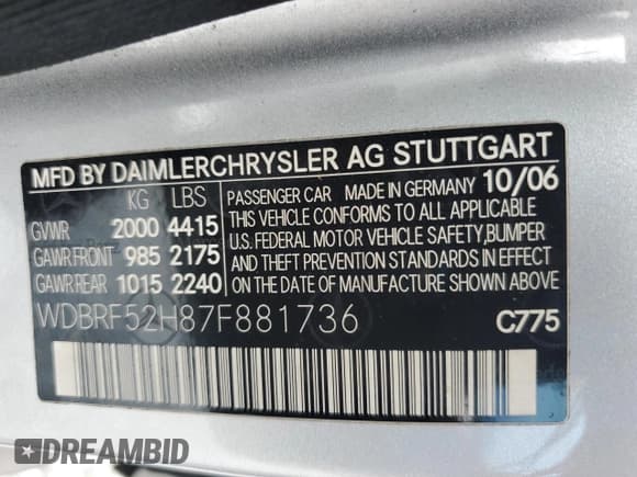 ✅ 2007 Mercedes-Benz C 230 Sport • VIN: WDBRF52H87F881736 • Лот: 59586375. Опубликован ранее на Copart с пробегом 144 476 миль. Бесплатный доступ к архиву аукционных продаж из США и подробный отчёт об истории автомобиля на DreamBid. Изображение 13.