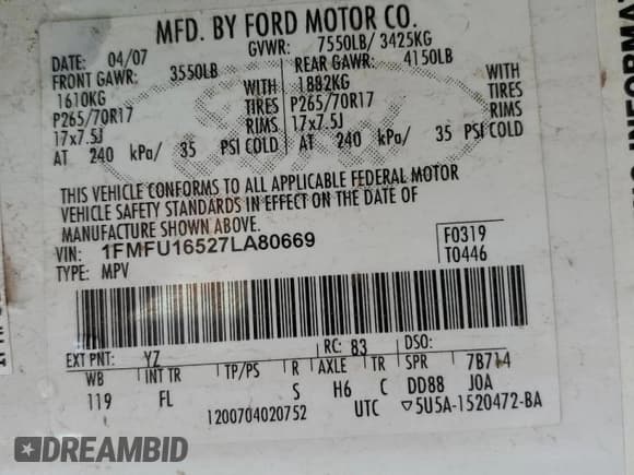 ✅ 2007 Ford Expedition XLT • VIN: 1FMFU16527LA80669 • Lot: 93370235. Listed on Copart with 213,348 mi. Free auction sales archive from the USA and detailed vehicle history report at DreamBid. Image 13.