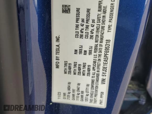 ✅ 2023 Tesla Model 3 • VIN: 5YJ3E1EA5PF695318 • Лот: 53832935. Опубликован ранее на Copart с пробегом 28 863 миль. Бесплатный доступ к архиву аукционных продаж из США и подробный отчёт об истории автомобиля на DreamBid. Изображение 12.