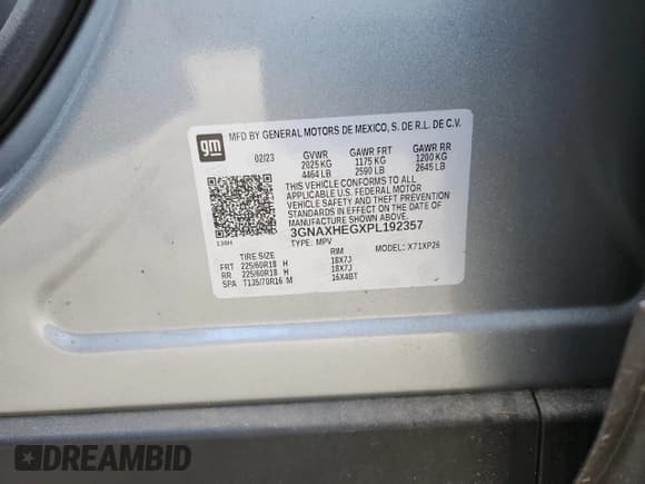 ✅ 2023 Chevrolet Equinox LS • VIN: 3GNAXHEGXPL192357 • Lot: 87255885. Wystawiony na Copart z przebiegiem 28 522 mil. Bezpłatny archiwum sprzedaży aukcyjnych z USA i szczegółowy raport historii pojazdu na DreamBid. Zdjęcie 13.