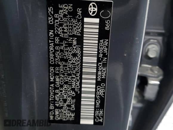 2025 Toyota Prius LE with VIN JTDACAAU3S3056891, listed as a Copart auction lot 86232595 with 9,042 mi miles and Non repairable. Bid and sale history available at DreamBid. Image 13.