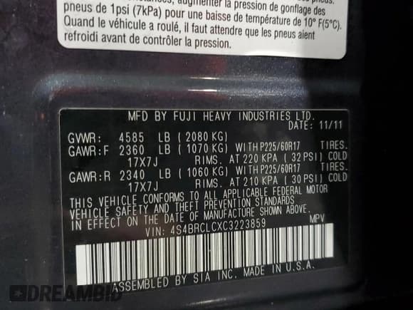 ✅ 2012 Subaru Outback Limited • VIN: 4S4BRCLCXC3223859 • Lot: 92429975. Wystawiony na Copart z przebiegiem 133 243 mil. Bezpłatny archiwum sprzedaży aukcyjnych z USA i szczegółowy raport historii pojazdu na DreamBid. Zdjęcie 13.