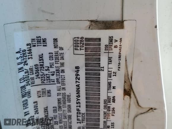 ✅ 1992 Ford F-150 • VIN: 1FTDF15Y6NNA72948 • Lot: 70535984. Wystawiony na Copart z przebiegiem Nie podano. Bezpłatny archiwum sprzedaży aukcyjnych z USA i szczegółowy raport historii pojazdu na DreamBid. Zdjęcie 12.