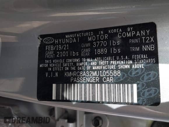 2021 Hyundai Venue SEL z VIN KMHRC8A32MU105588, wystawiony jako IAAI lot #43310425 z przebiegiem 41 030 mil mil oraz . Historia ofert i sprzedaży dostępna na DreamBid. Obrazek 9.