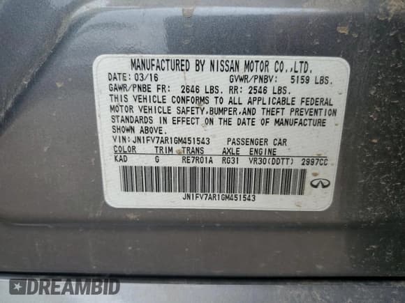 ✅ 2016 Infiniti Q50 Red Sport 400 • VIN: JN1FV7AR1GM451543 • Lot: 64544365. Listed on Copart with 127,473 mi. Free auction sales archive from the USA and detailed vehicle history report at DreamBid. Image 13.