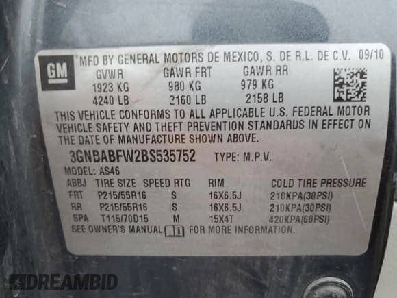 ✅ 2011 Chevrolet HHR 1LT • VIN: 3GNBABFW2BS535752 • Lot: 85492294. Listed on Copart with Not provided. Free auction sales archive from the USA and detailed vehicle history report at DreamBid. Image 15.