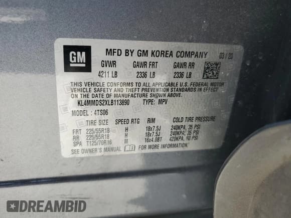 ✅ 2020 Buick Encore GX Select • VIN: KL4MMDS2XLB113890 • Lot: 89449465. Listed on Copart with 56,829 mi. Free auction sales archive from the USA and detailed vehicle history report at DreamBid. Image 13.