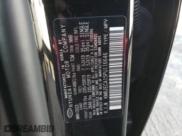 ✅ 2023 Hyundai Tucson Limited • VIN: KM8JECA15PU116646 • Lot: 74674094. Listed on Copart with 26,600 mi. Free auction sales archive from the USA and detailed vehicle history report at DreamBid. Image 13.