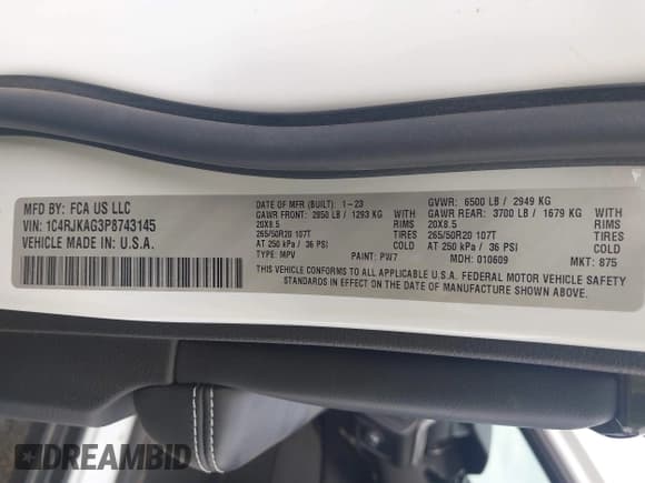 ✅ 2023 Jeep Grand Cherokee Altitude • VIN: 1C4RJKAG3P8743145 • Lot: 43323012. Listed on IAAI with 45,750 mi. Free auction sales archive from the USA and detailed vehicle history report at DreamBid. Image 9.