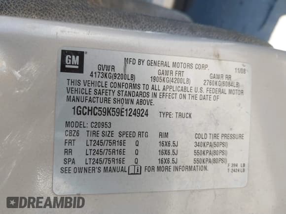✅ 2009 Chevrolet Silverado 2500HD • VIN: 1GCHC59K59E124924 • Лот: 43428375. Опубликован ранее на IAAI с пробегом 454 846 миль. Бесплатный доступ к архиву аукционных продаж из США и подробный отчёт об истории автомобиля на DreamBid. Изображение 9.