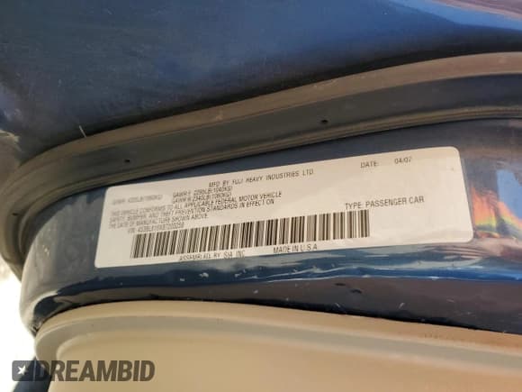 ✅ 2008 Subaru Legacy Special • VIN: 4S3BL616X87203258 • Lot: 86179765. Listed on Copart with 108,386 mi. Free auction sales archive from the USA and detailed vehicle history report at DreamBid. Image 12.