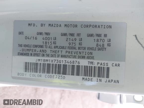 ✅ 2016 Mazda 3 i Grand Touring • VIN: JM1BM1X73G1346876 • Lot: 40283164. Listed on IAAI with 102,264 mi. Free auction sales archive from the USA and detailed vehicle history report at DreamBid. Image 9.
