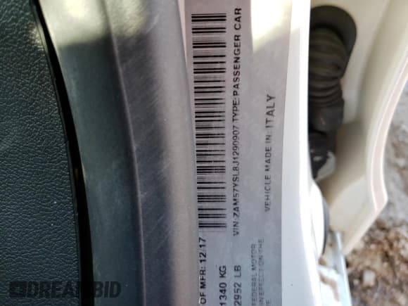 ✅ 2018 Maserati Ghibli S GranLusso • VIN: ZAM57YSL8J1290907 • Лот: 36254623. Опубликован ранее на Copart с пробегом Не указан. Бесплатный доступ к архиву аукционных продаж из США и подробный отчёт об истории автомобиля на DreamBid. Изображение 14.