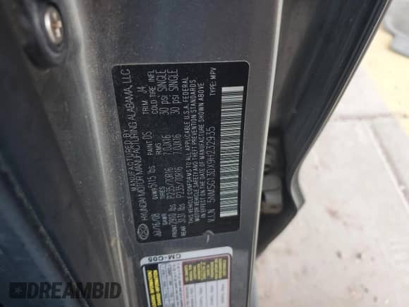 2009 Hyundai Santa Fe GLS with VIN 5NMSG13DX9H232935, listed as a Copart auction lot 65953874 with 280,340 mi miles and Clean title. Bid and sale history available at DreamBid. Image 12.