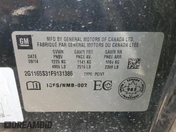 ✅ 2015 Chevrolet Impala LTZ • VIN: 2G1165S31F9131386 • Лот: 69289374. Опубликован ранее на Copart с пробегом Не указан. Бесплатный доступ к архиву аукционных продаж из США и подробный отчёт об истории автомобиля на DreamBid. Изображение 12.