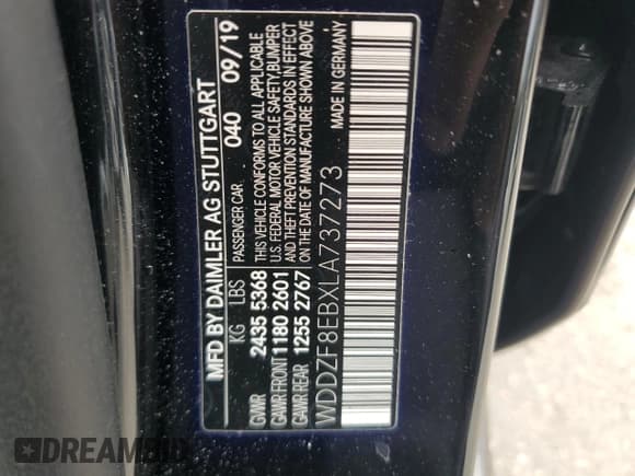 ✅ 2020 Mercedes-Benz E 350 • VIN: WDDZF8EBXLA737273 • Lot: 80990995. Listed on Copart with 63,430 mi. Free auction sales archive from the USA and detailed vehicle history report at DreamBid. Image 12.