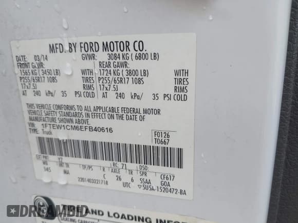 ✅ 2014 Ford F-150 XLT • VIN: 1FTEW1CM6EFB40616 • Lot: 43308132. Wystawiony na IAAI z przebiegiem 269 691 mil. Bezpłatny archiwum sprzedaży aukcyjnych z USA i szczegółowy raport historii pojazdu na DreamBid. Zdjęcie 9.