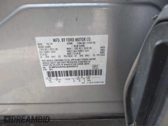 ✅ 2020 Ford Edge ST • VIN: 2FMPK4AP0LBA05872 • Lot: 42173412. Wystawiony na IAAI z przebiegiem 97 912 mil. Bezpłatny archiwum sprzedaży aukcyjnych z USA i szczegółowy raport historii pojazdu na DreamBid. Zdjęcie 9.