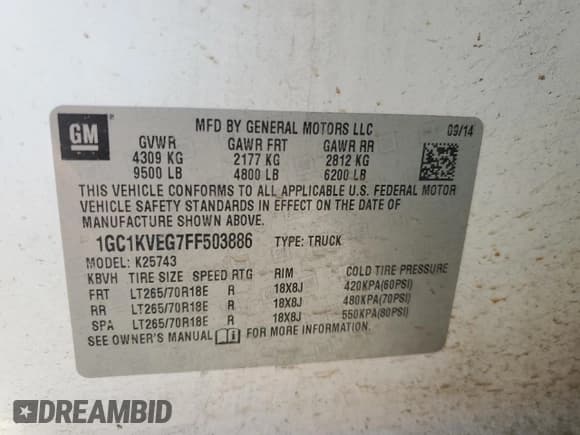 ✅ 2015 Chevrolet Silverado 2500HD LT • VIN: 1GC1KVEG7FF503886 • Lot: 60168465. Wystawiony na Copart z przebiegiem 280 940 mil. Bezpłatny archiwum sprzedaży aukcyjnych z USA i szczegółowy raport historii pojazdu na DreamBid. Zdjęcie 12.