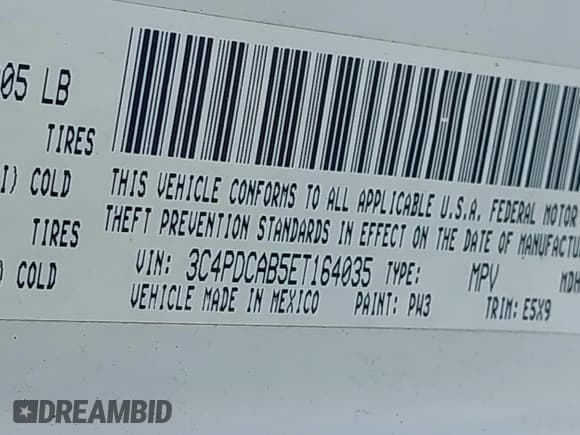 ✅ 2014 Dodge Journey SE • VIN: 3C4PDCAB5ET164035 • Lot: 42545740. Listed on IAAI with 268,075 mi. Free auction sales archive from the USA and detailed vehicle history report at DreamBid. Image 9.