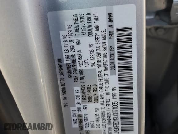 ✅ 2018 Mazda CX-5 Grand Touring • VIN: JM3KFBDM9J0371005 • Lot: 84292645. Listed on Copart with 118,617 mi. Free auction sales archive from the USA and detailed vehicle history report at DreamBid. Image 12.